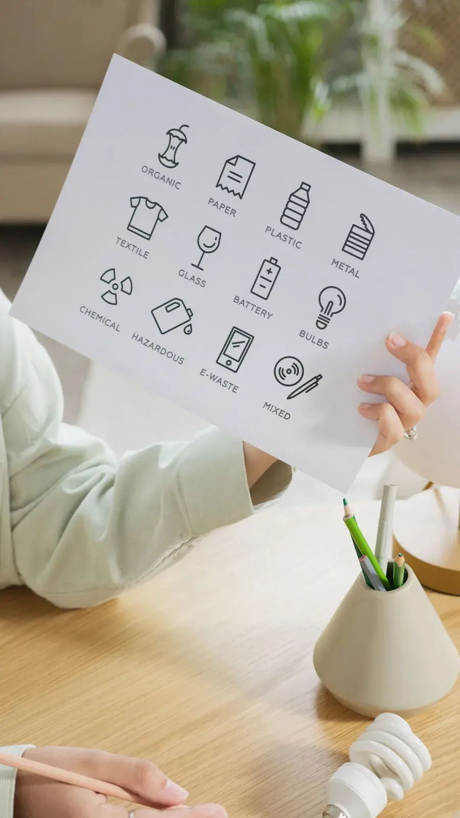 A sorting chart held up in two hands, small admin that quietly matters.
